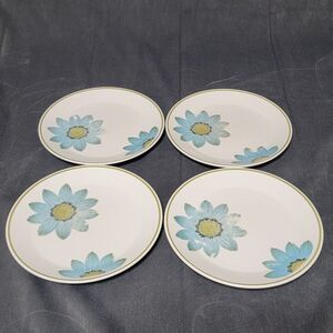 4 Noritake Progression China Up-Sa Blue Daisy Salad Plates 9001